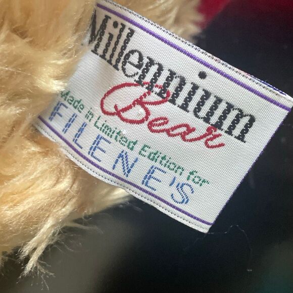 Millennial bear vintage gund curly haired bear stuffed animal red hood love 2000 - Picture 8 of 10